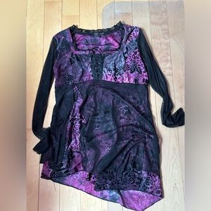 Fairy Goth Core Purple Long Sleeve Mesh Top (NEED GONE)